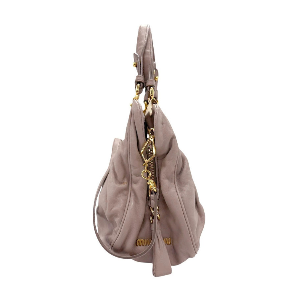 Miu Miu leather greige shoulder bag handbag Gray